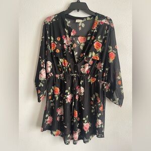 Siren Lily Black Floral Long Sleeve Dress
